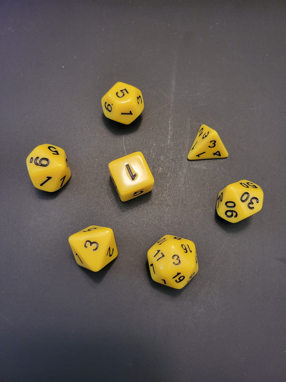 Yellow RPG Dice Set - Polyhedral Dice for Tabletop Games